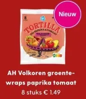 Aanbieding: AH Volkoren groente-wraps paprika tomaat