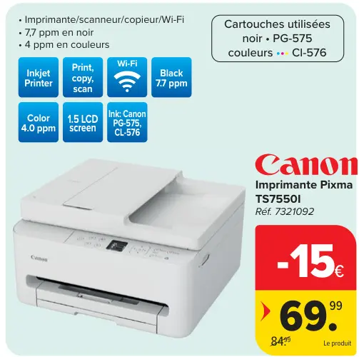 Offre: Imprimante Pixma TS7550I