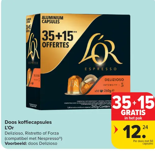 Promotie: Doos koffiecapsules L'Or