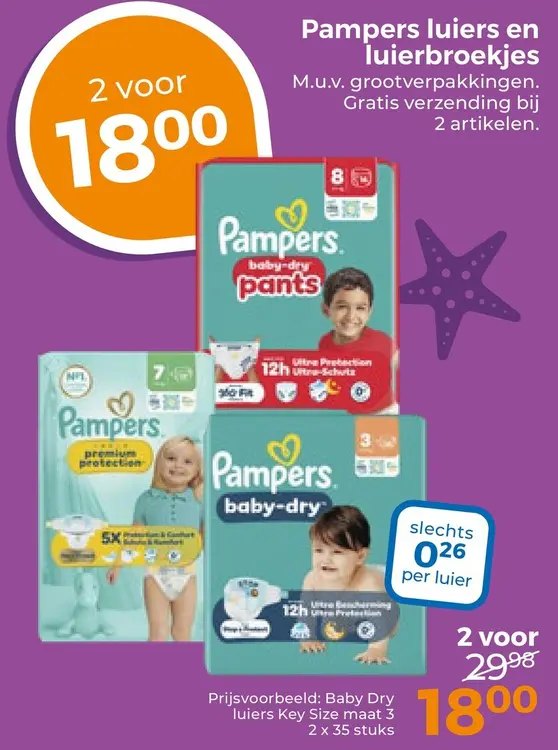 Aanbieding: Pampers luiers en luierbroekjes
