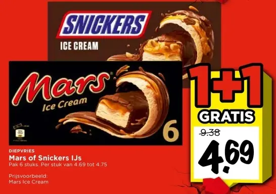 Aanbieding: Mars of Snickers IJs
