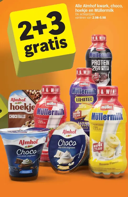 Aanbieding: Almhof kwark, choco, hoekje en Müllermilk