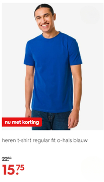Aanbieding: heren t - shirt regular fit o - hals blauw