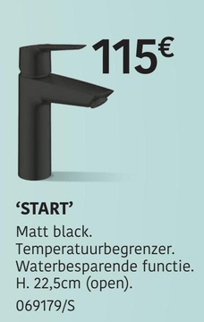 Aanbieding: Matt black . Temperatuurbegrenzer . Waterbesp