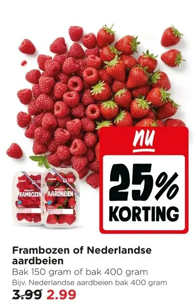 Aanbieding: Frambozen of Nederlandse aardbeien