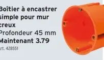 Offre: Boîtier à encastrer simple pour mur creux