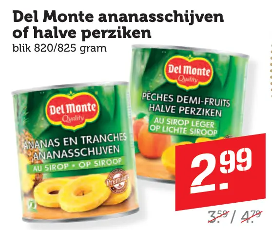 Aanbieding: Ananasschijven of halve perziken