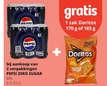 Aanbieding: Pepsi Zero Sugar + Doritos