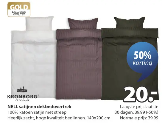 Promotie: NELL satijnen dekbedovertrek