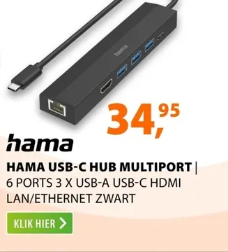 Aanbieding: Hama usb-c hub multiport
