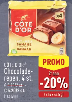 Aanbieding: CÔTE D'OR® Chocolade- repen, 4 st.