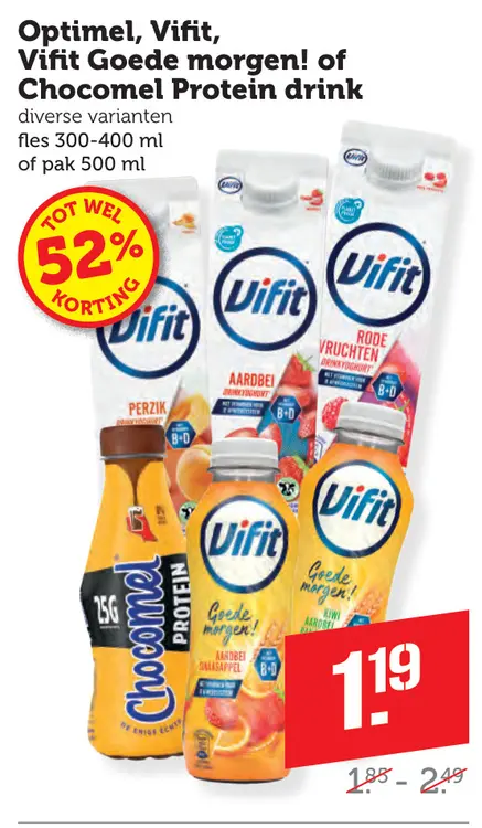 Aanbieding: Optimel, Vint, Vifit Goede morgen! of Chocomel Protein drink