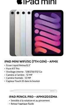 Offre: Ipad mini wifi/5g (7th gen) - apmx