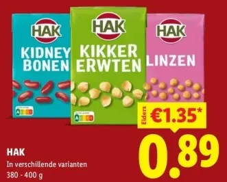 Aanbieding: Kidney bonen, kikkererwten of linzen