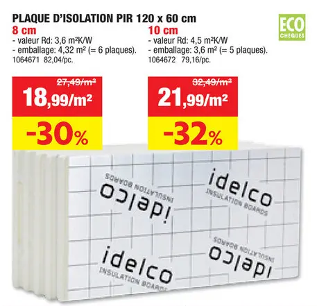Offre: PLAQUE D'ISOLATION PIR 120 x 60 cm