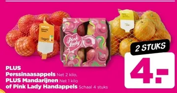 Aanbieding: PLUS Perssinaasappels, PLUS Mandarijnen, Pink Lady Handappels