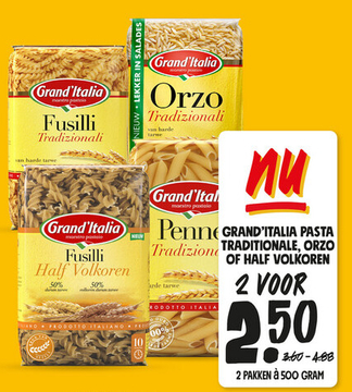 Aanbieding: GRAND'ITALIA PASTA TRADITIONALE, ORZO OF HALF