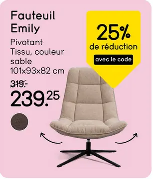 Offre: Fauteuil Emily - couleur sable