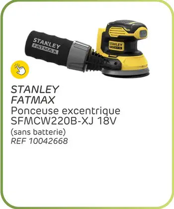 Offre: Ponceuse excentrique stanley fatmax sfmcw220b-xj - 18v - diam. 125mm (sans batterie)