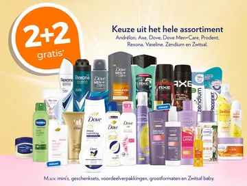 Aanbieding: Assortiment Andrélon, Axe, Dove, Dove Men+Care, Prodent, Rexona, Vaseline, Zendium en Zwitsal