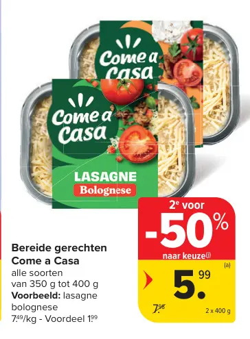 Promotie: Bereide gerechten Lasagne Bolognese