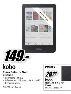 Offre: Clara Colour - Noir Liseuse Kobo