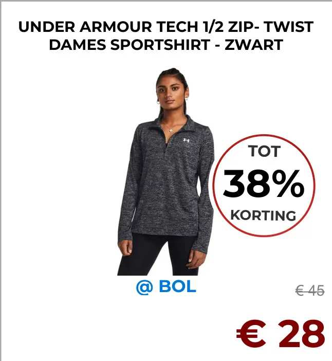 Aanbieding: Tech 1/2 zip- twist dames sportshirt - zwart