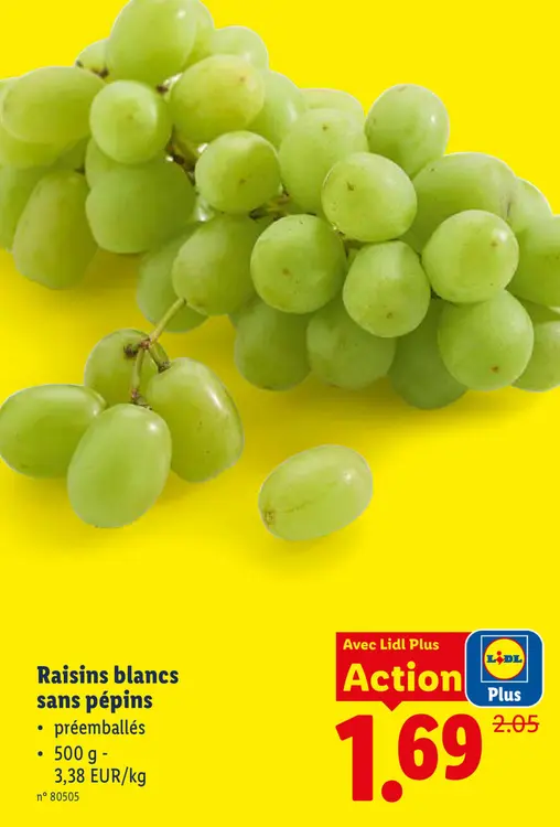 Offre: Raisins blancs sans pépins