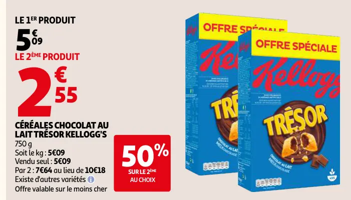 Offre: Céréales chocolat au lait trésor