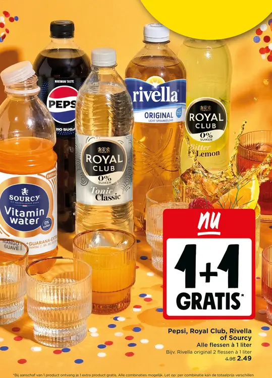 Aanbieding: Pepsi, Royal Club, Rivella of Sourcy
