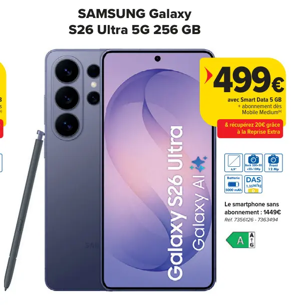 Offre: Samsung Galaxy S26 Ultra 5G 256 GB