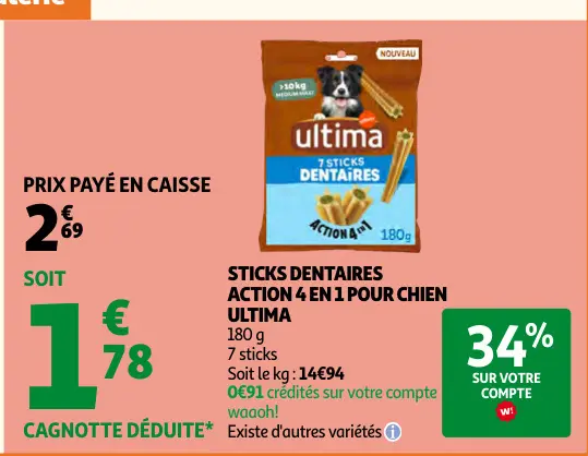 Promotie: Sticks dentaires action 4 en 1 pour chien
