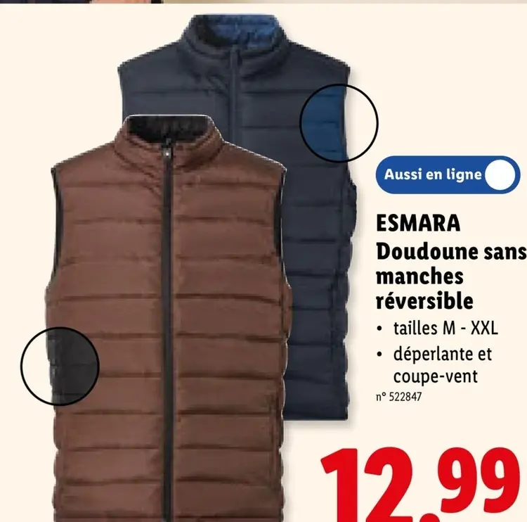 Offre: Doudoune sans manches réversible