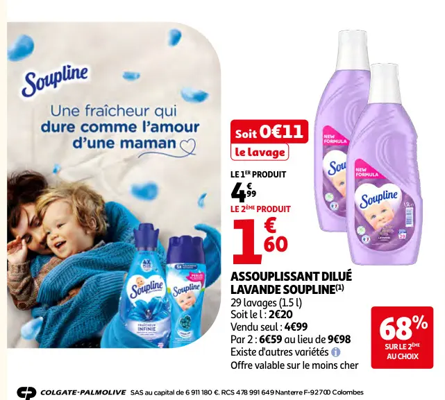 Promotie: Assouplissant dilué lavande Soupline