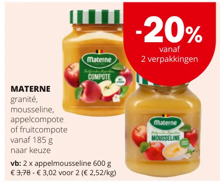 Promotie: Materne granité, mousseline, appelcompote of fruitcompote