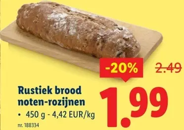 Promotie: Rustiek brood noten-rozijnen