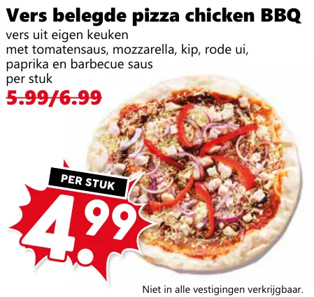 Aanbieding: Vers belegde pizza chicken BBQ