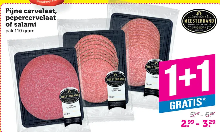 Aanbieding: Fijne cervelaat, pepercervelaat of salami