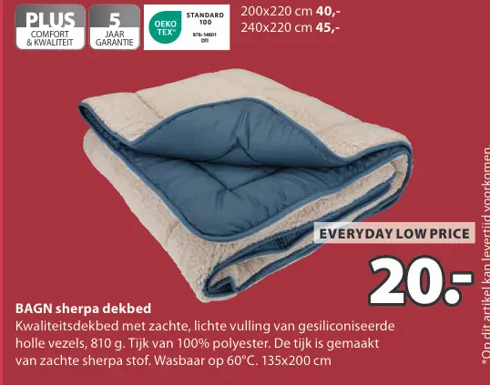 Promotie: BAGN sherpa dekbed
