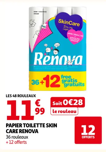 Offre: Papier toilette skin care Renova