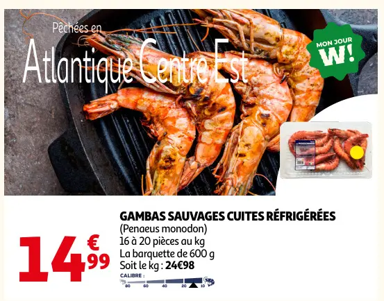 Offre: Gambas sauvages cuites réfrigérées