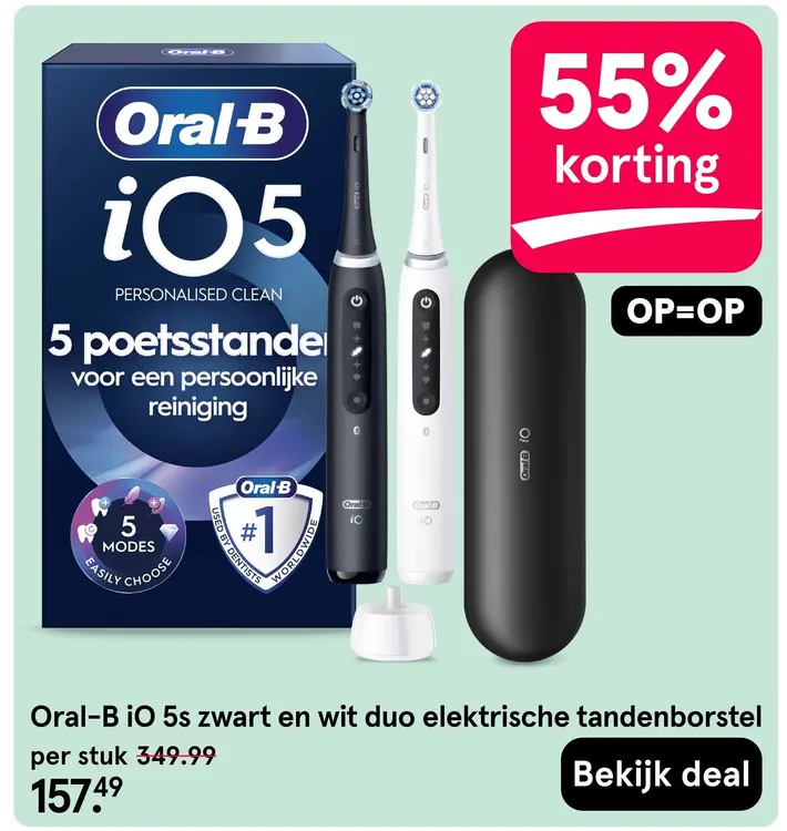 Aanbieding: IO 5s zwart en wit duo elektrische tandenborstel