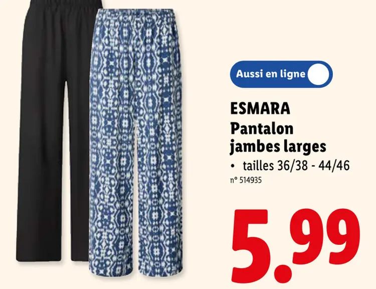 Offre: Pantalon jambes larges