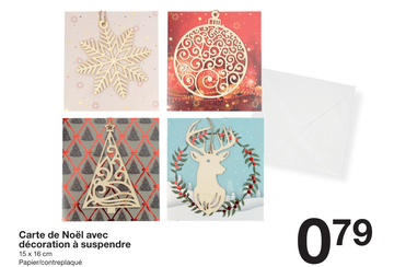 Offre: Carte de Noël avec
décoration à suspendre