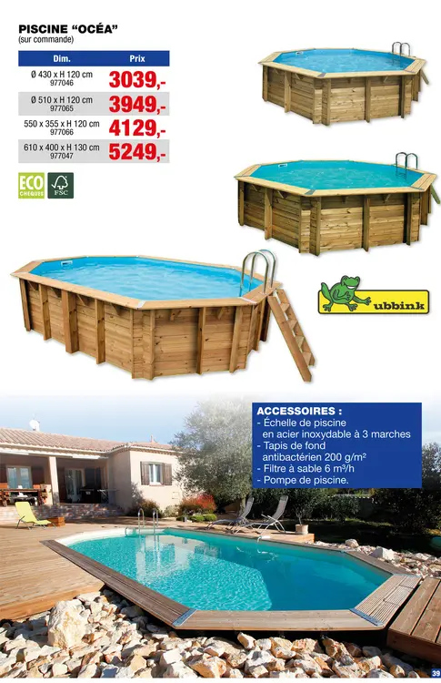 Offre: Ubbink Océa piscine 550x355x120 cm