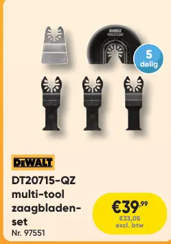 Promotie: DT20715-QZ multi-tool zaagbladen-set