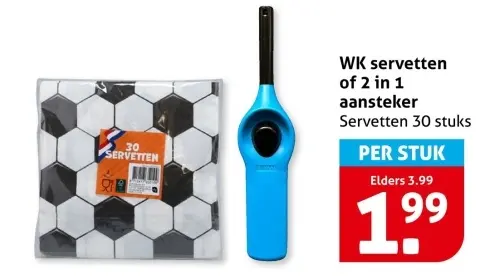 WK servetten of 2 in 1 aansteker