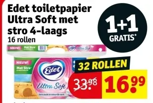 Aanbieding: toiletpapier Ultra Soft met stro 4-laags