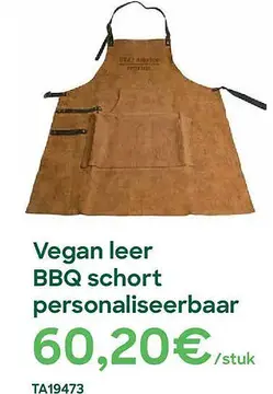 Aanbieding: Vegan leer BBQ schort personaliseerbaar