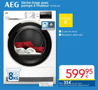 Offre: Sèche-linge avec pompe à chaleur TR78E24Z